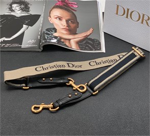 DIOR ремень для сумки текстиль синий с кремовыми полосками тонкий РМ-8878