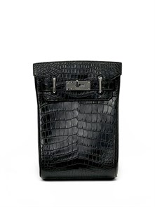 {{photo.Alt || photo.Description || 'HERMES слинг черного цвета из кожи крокодила с 2 хлястиками и фирменным замком'}}