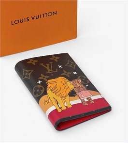LV обложка на паспорт коричневая монограмма с принтом ОП-01021