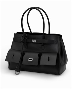 BALENCIAGA сумка черная гладкая кожа на серебре СК-00924