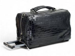 BRIONI дорожная сумка под крокодила на колесах черная ДС-1211