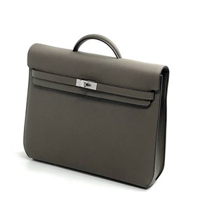 HERMES Портфель того графитовый мягкий с клапаном с замком на двух лямках Kelly ПР-2641