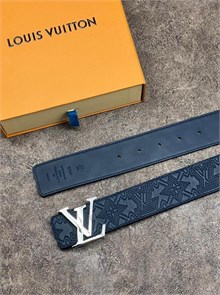 LV ремень синий кожа с тиснением нового узора монограмм пряжка LV серебро РМ-1933