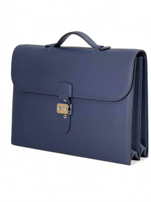 HERMES Портфель синий кожа эпсом с клапаном и металлическим замком ПР-2284