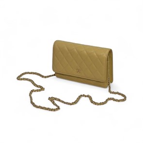 CHANEL сумка Woc кожа икра в клетку бежевая золото СК-00259