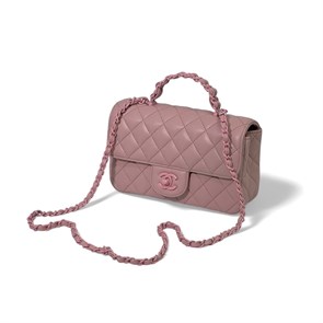 CHANEL сумка гладкая розовая кожа с ручкой СК-00348