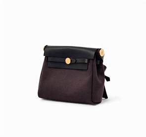 HERMES Herbag Mini 20 см текстиль коричневая золото СК-00454