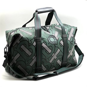 BURBERRY дорожная сумка текстиль монограмма зеленая круглый логотип ДС-1985