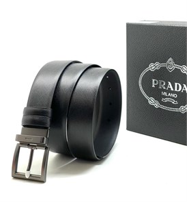 {{photo.Alt || photo.Description || 'PRADA Ремень черный двухсторонний Тайга глянец пряжка матовая'}}