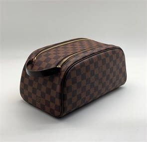LV несессер 2 молнии с ручкой коричневая шашка НС-0548