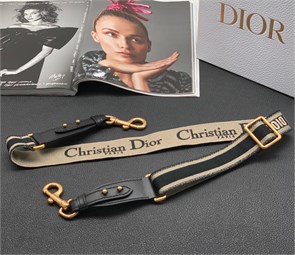 DIOR ремень для сумки текстиль черный с кремовыми полосками тонкий РМ-8879