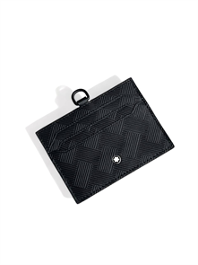 MONTBLANC визитница черная из кожи с тиснением маленькая с кольцом ВЗ-0076