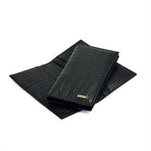 ZILLI купюрница из черной кожи крокодила логотип золото КП-2009