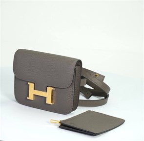 HERMES сумка Constance mini на пояс кожа Эпсом графитовая золото СК-00445