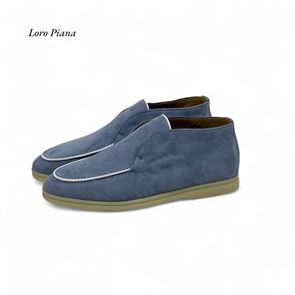 LORO PIANA лоферы высокие замша серые на белой подошве ОК-2116