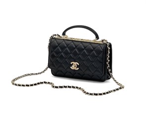 CHANEL сумка Woc гладкая кожа в клетку черная золото c камнями СК-00265