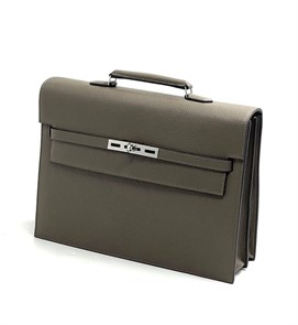 HERMES Портфель того графитовый с клапаном с замком на двух лямках ПР-2642