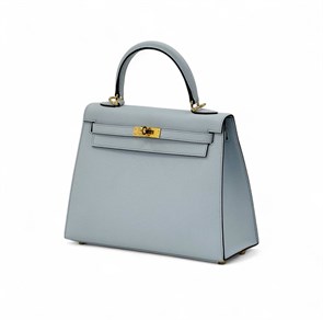 HERMES сумка Kelly кожа Эпсом 25 см голубая золото СК-00409