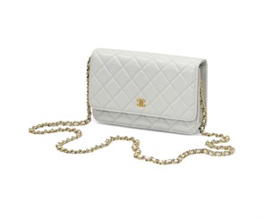 CHANEL сумка Woc гладкая кожа в клетку белая золото СК-00291