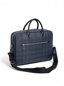 BURBERRY портфель маленький толстый карман на молнии спереди клетка синий ПР-0766
