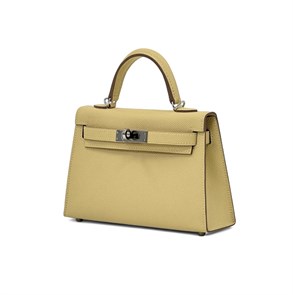 HERMES сумка Mini Kelly кожа Эпсом 19 см желтая серебро СК-00413