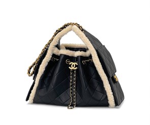 CHANEL сумка Hobo гладкая кожа с мехом золото СК-00288