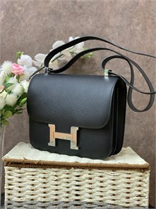HERMES сумка Constance 24 см кожа Эпсом черная серебро СК-9477