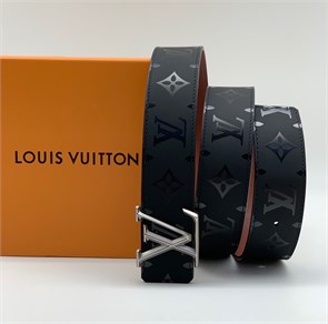 LV ремень гладкая кожа монограмма черный пряжка LV острая серебро РМ-1164