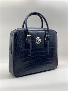 SR портфель крокодил ручки с пряжками синий ПР-0104