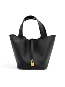 HERMES Picotin сумка 22 см черная кожа золото СК-00501
