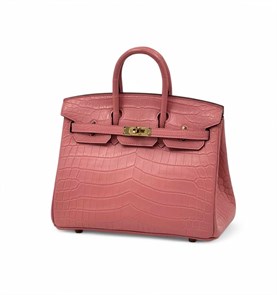 HERMES сумка Birkin 25 см кожа крокодила розовая золото СК-00511