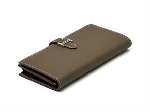 HERMES кошелек кожа Того с хлястиком бежевый фурнитура H серебро КЛ-00524