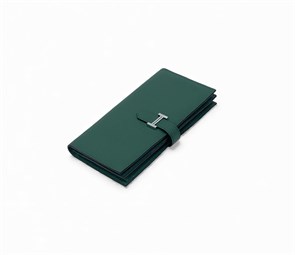 HERMES кошелек кожа Того с хлястиком зеленый фурнитура H серебро КЛ-00533