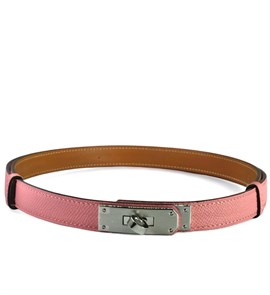 HERMES ремень Келли эпсом розовый серебро РМ-00541