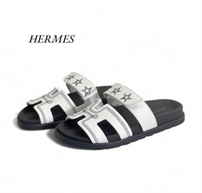HERMES шлепанцы на перемычке  белая кожа СЛ-00555