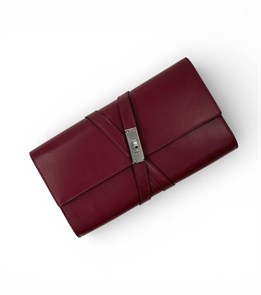 HERMES клатч бордовый кожа бокс с хлястиками серебро СК-00608