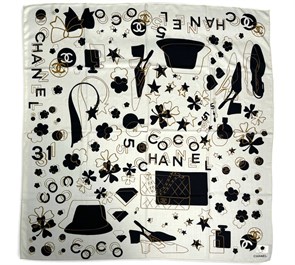 CHANEL платок кашемир и шелк белый ПЛ-00664