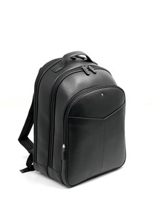 MONTBLANC рюкзак из черной гладкой кожи с двумя большими отделениями и большим карманом на молнии РК-0840