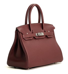 HERMES сумка Birkin полуручная кожа Того 30 см бордовая серебро СК-00421