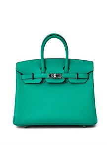 HERMES сумка Birkin 25 см кожа того зеленая серебро СК-01505