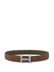 HERMES ремень двухсторонний кэмел-серый серебро РМ-00572