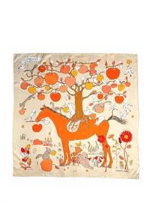 HERMES платок 90x90 см шелк бежевый ПЛ-01386