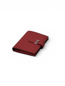 HERMES кошелек кожа Того с хлястиком красный фурнитура H серебро маленький КЛ-01138