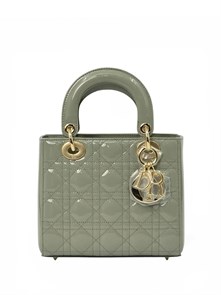 DIOR LADY сумка 20 см лаковая кожа серая золото СК-01349