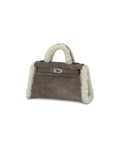 HERMES сумка mini Kelly 19 см этуп меховая серебро СК-00752