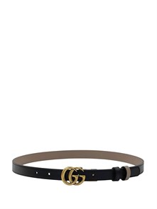 GUCCI ремень 18 мм двухсторонний черно-бежевый гладкая кожа пряжка GG золото РМ-00235