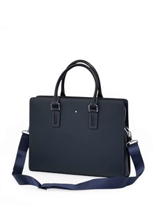 MONTBLANC портфель кожа того синий цвета два отделения на молниях и плечевым ремнем ПР-1191