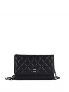 CHANEL сумка Woc кожа икра в клетку черная серебро СК-9152