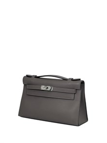 HERMES клатч POCHETTE 22 см серая кожа свифт серебро СК-00392