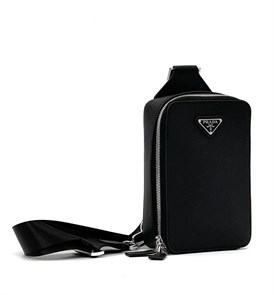 PRADA слинг кожа софьяно черный треугольный логотип СЛ-0569